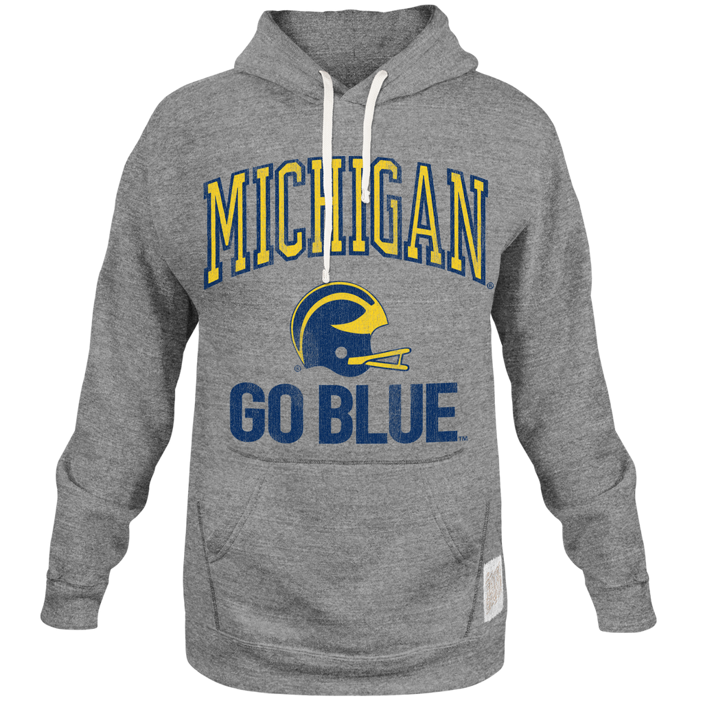 Michigan Wordmark JA Triblend Fleece Hoodie - Grey Triblend