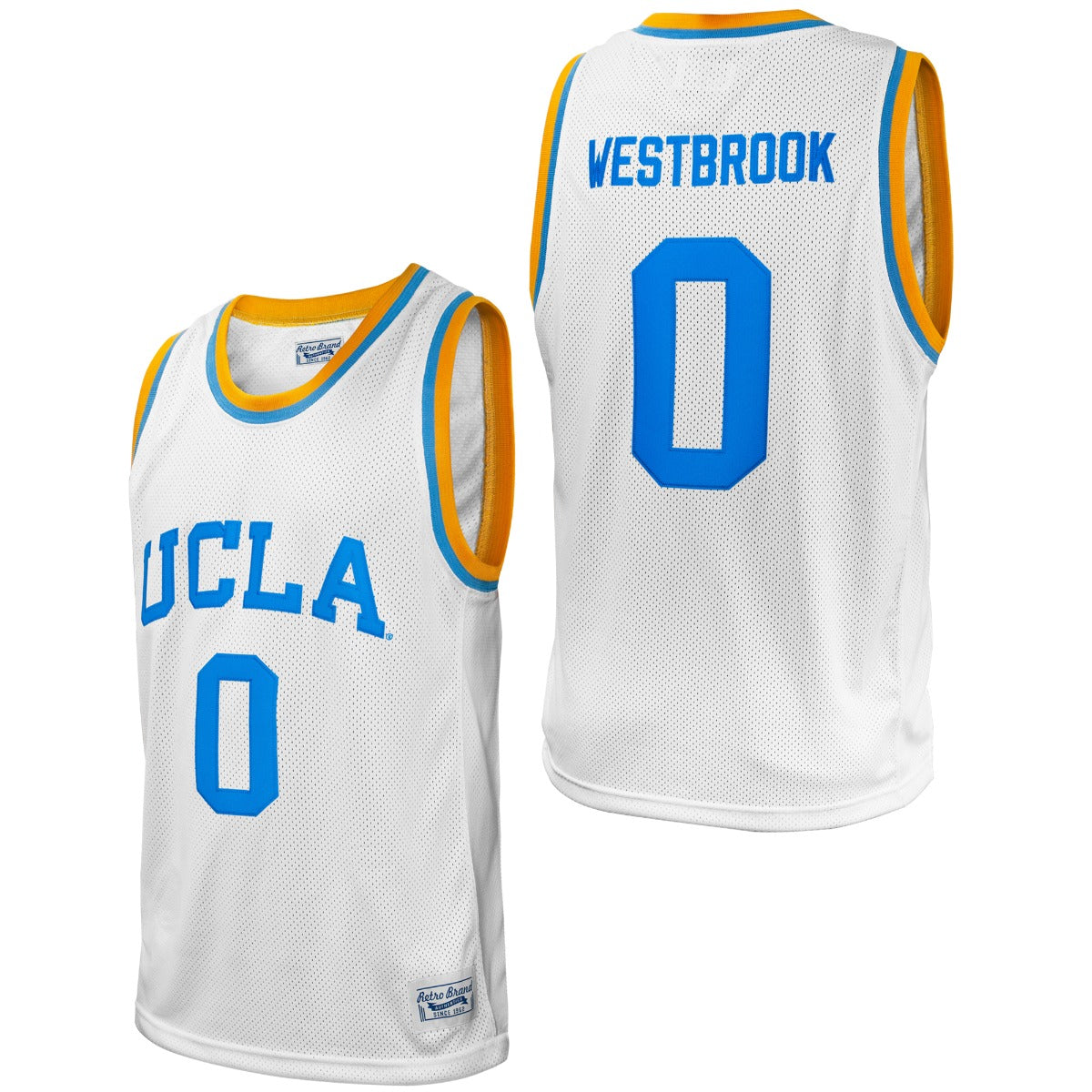 Men's Original Retro Brand Russell Westbrook White UCLA Bruins  Commemorative Classic Basketball Jersey