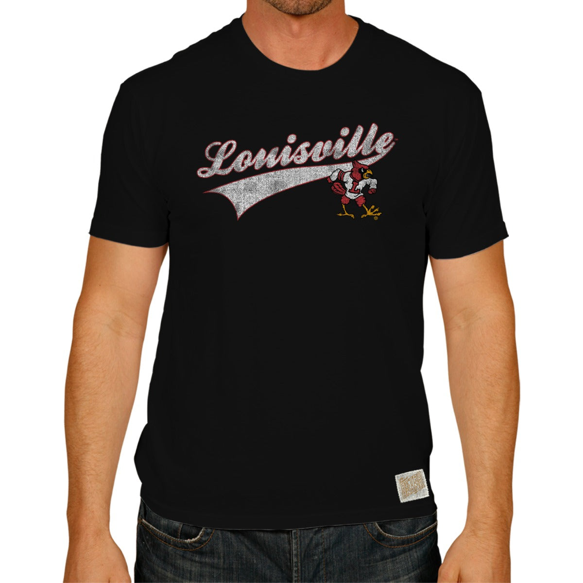 Men's Comfort Wash Charcoal Louisville Cardinals Vintage Logo T-Shirt