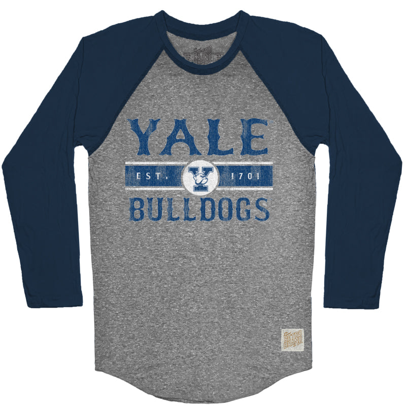 Yale Bulldogs Tri-Blend Unisex Contrast Raglan