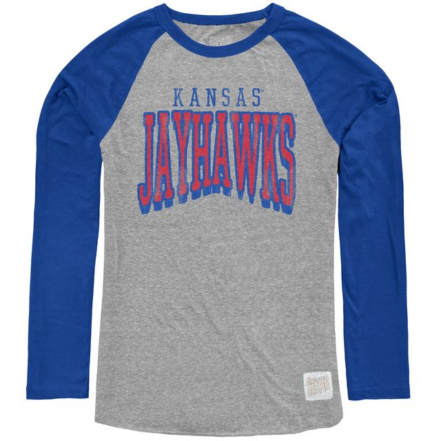 Kansas Jayhawks Tri-Blend Unisex Contrast Raglan