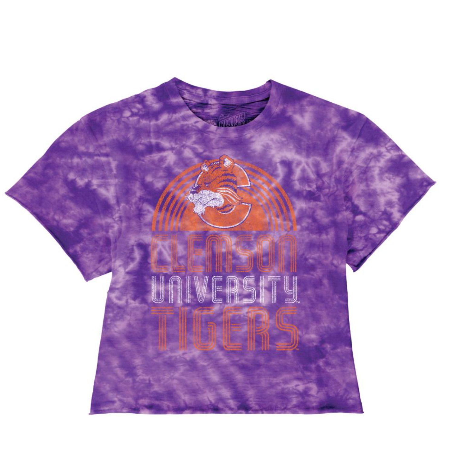 Clemson Tiger 100% Cotton Tie Dye Crop Tee