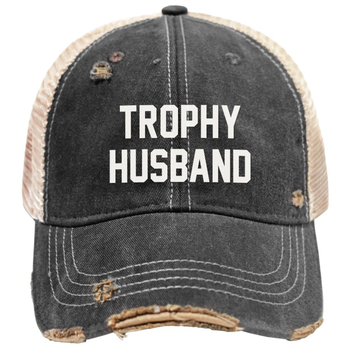 Trophy Husband Tea Washed Snap Back Trucker Cap