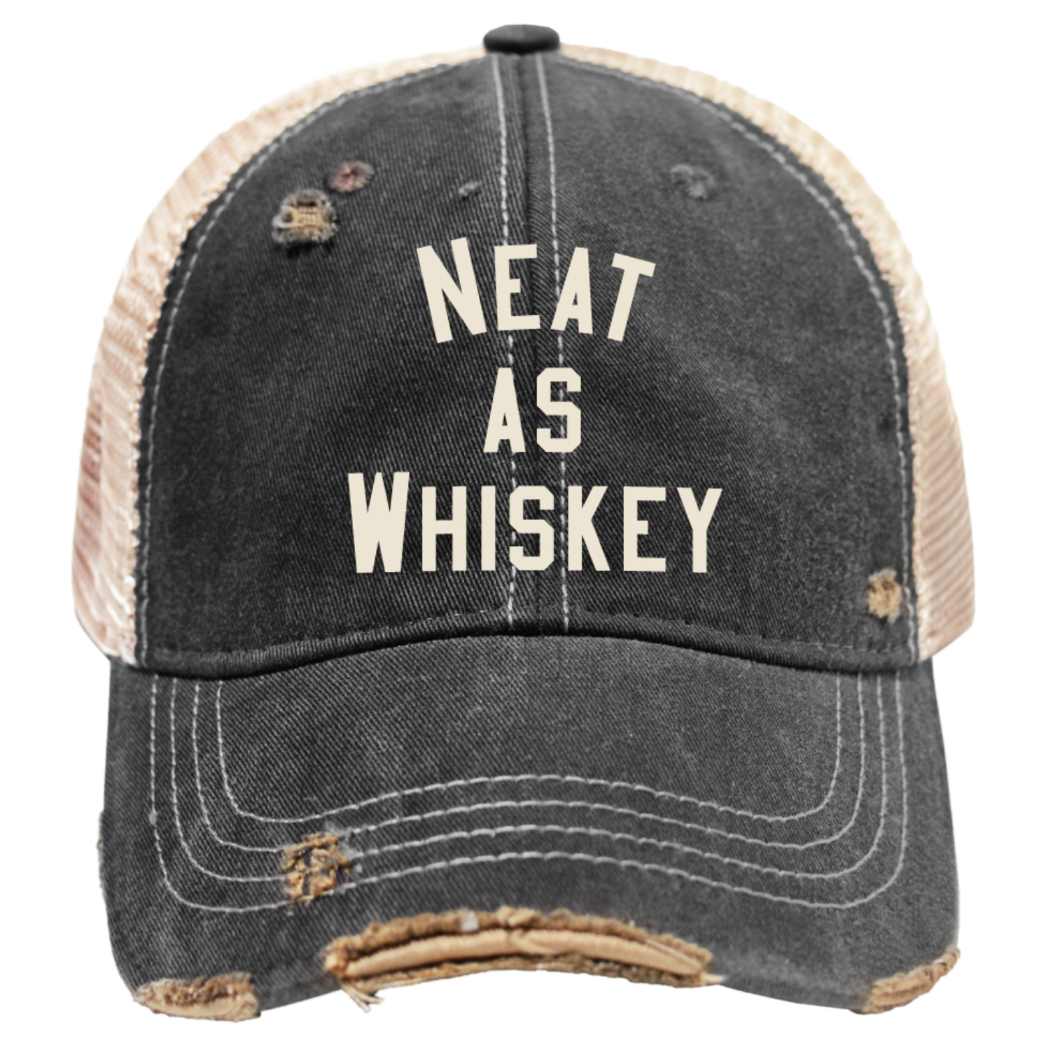 Neat As Whiskey Vintage Snap Back Trucker Cap