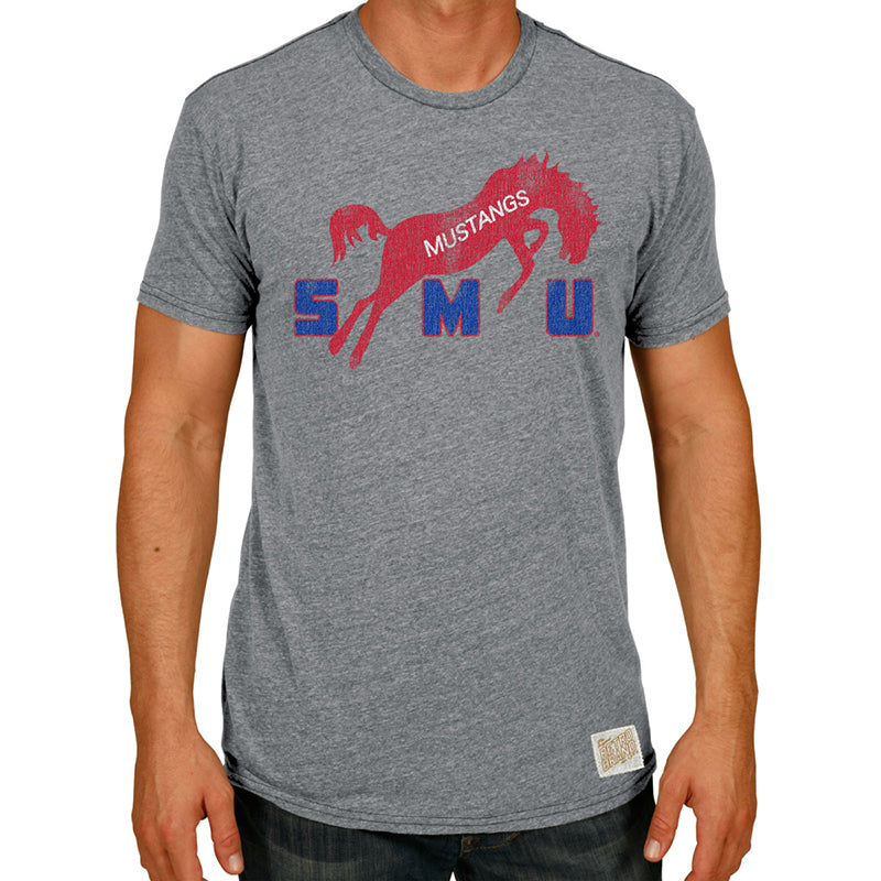 SMU Mustangs Tri-Blend.Unisex Tee