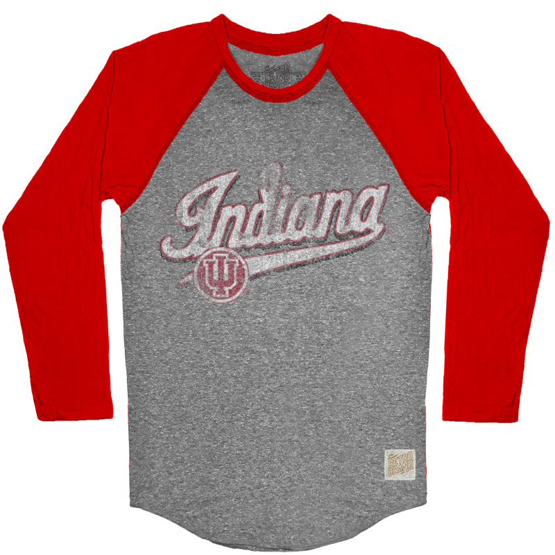 Indiana Hoosiers Tri-Blend Unisex Contrast Raglan