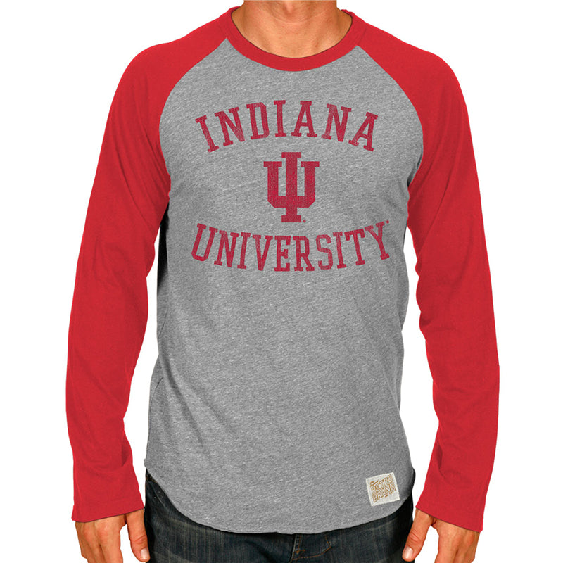 Indiana Hoosiers Tri-Blend Contrast Raglan