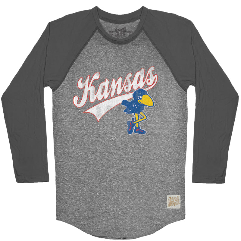 Kansas Jayhawks Tri-Blend Unisex Contrast Raglan