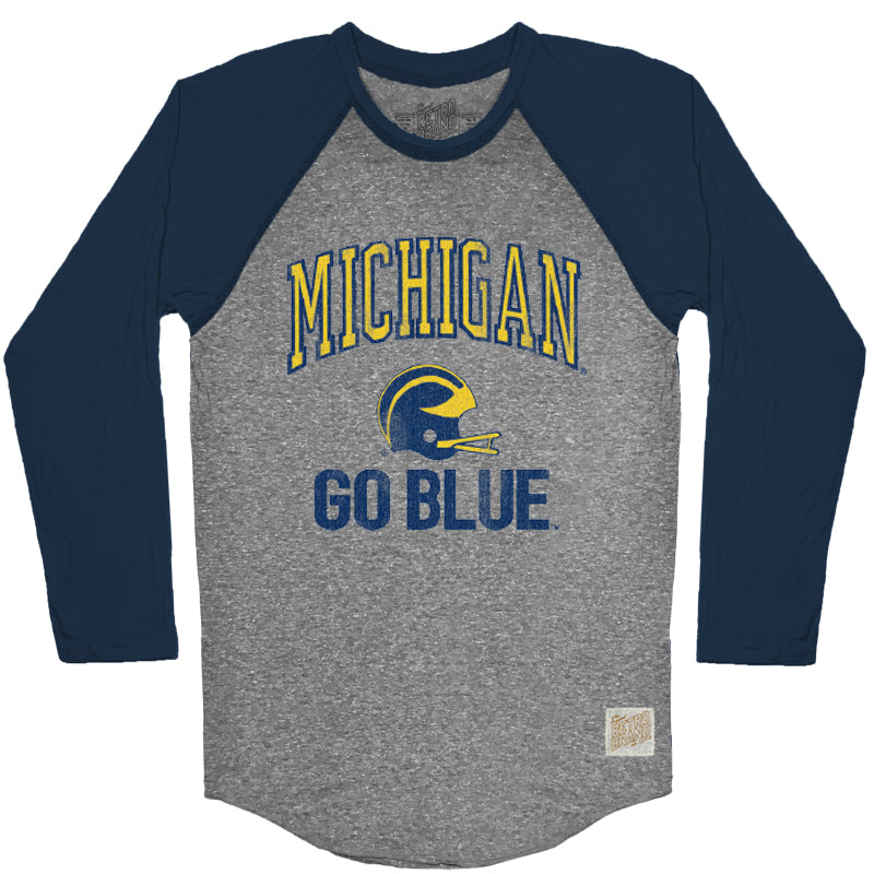 Michigan Wolverines Tri-Blend Unisex Contrast Raglan