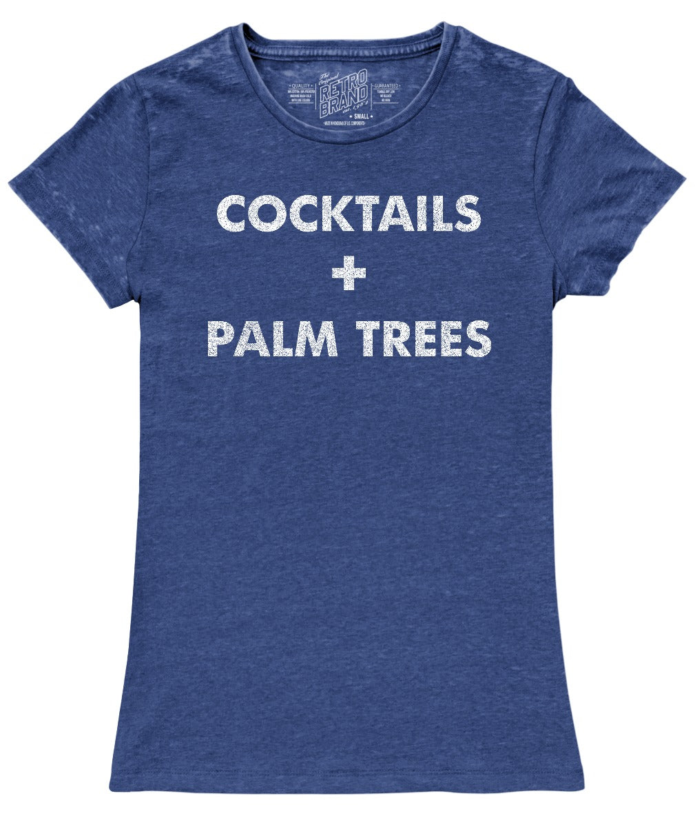 Cocktails & Palm Trees 100% Cotton Women's Vintage Crew Tee